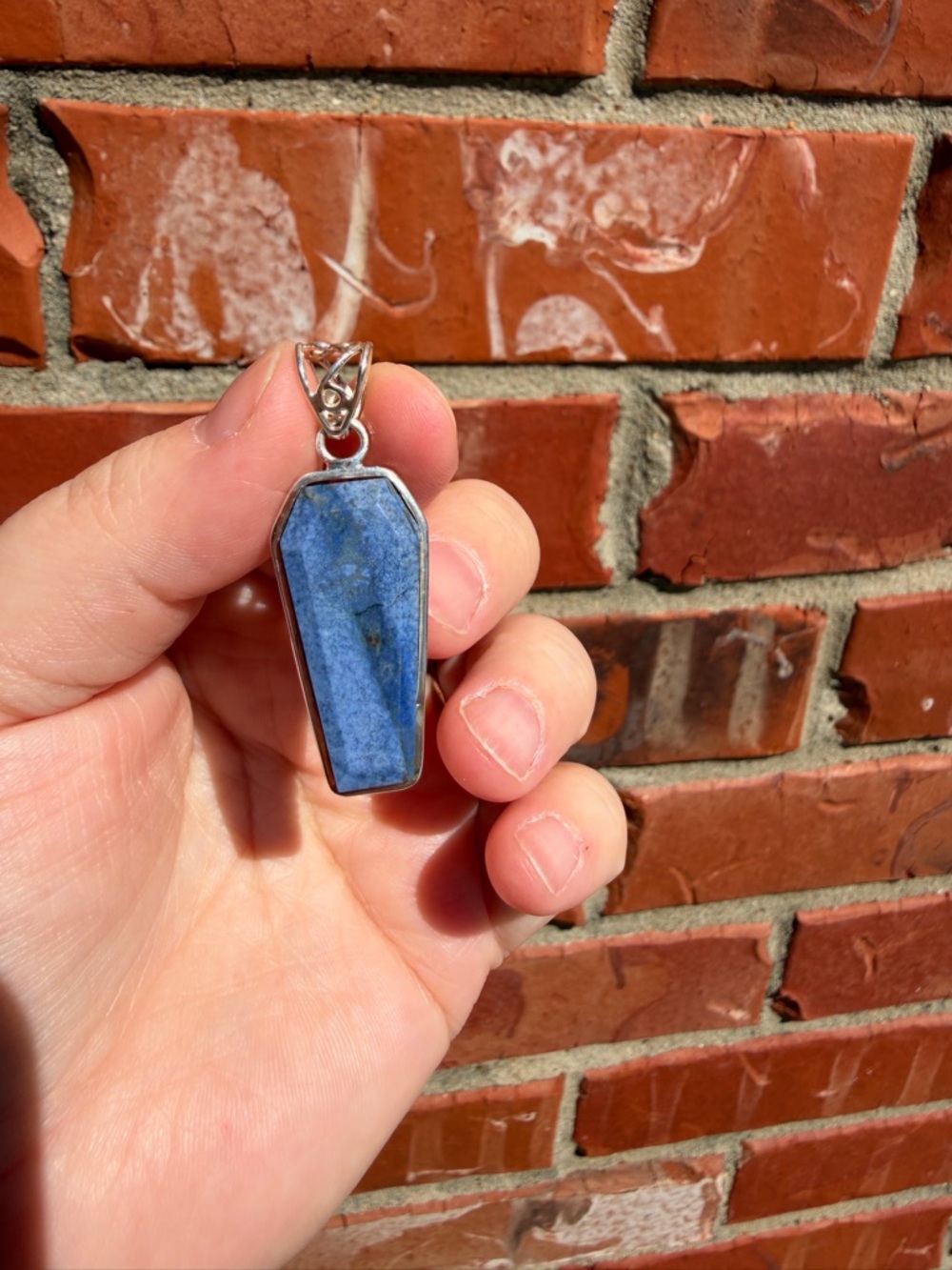 Blue Stone Coffin Pendant Necklace - Women Jewelry
